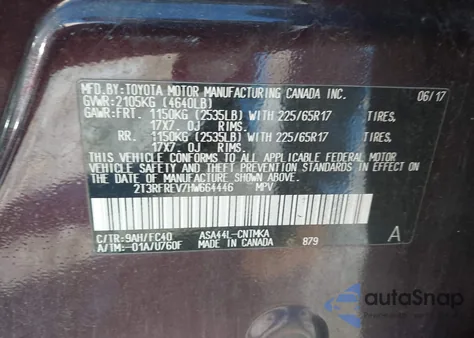 2017 Toyota Rav4 Xle from USA, damaged, VIN 2T3RFREV7HW664446